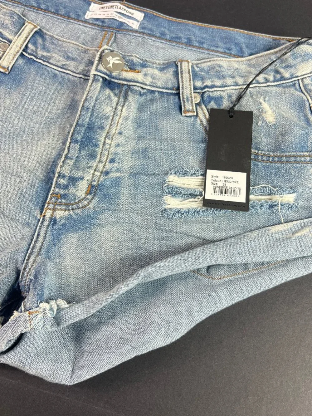 One Teaspoon Shorts Women's 33* Bandits Twisted Cuff Blue Denim Jorts Tag 29